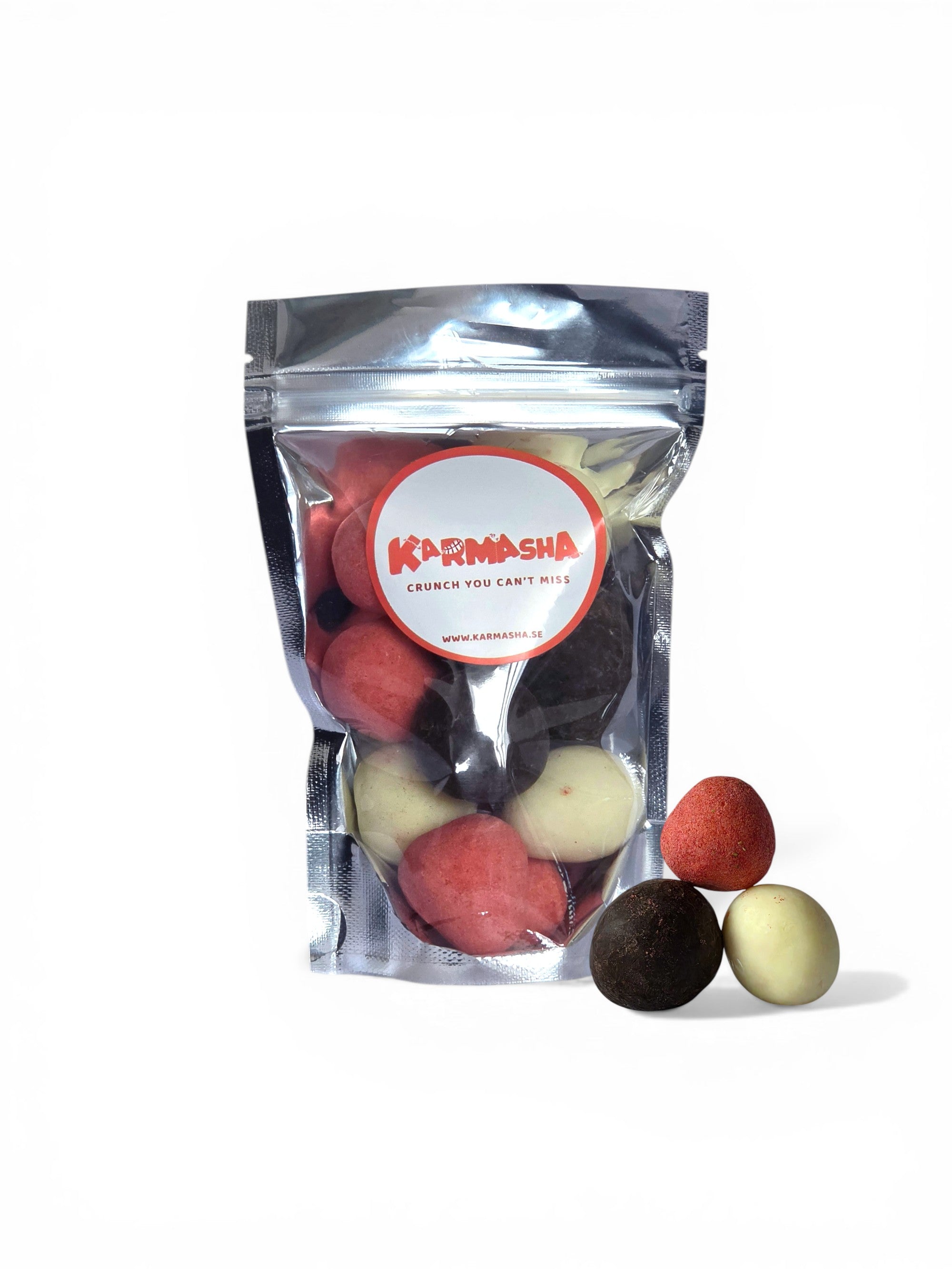 Frystorkade Jordgubbar Doppade i Blandad Choklad